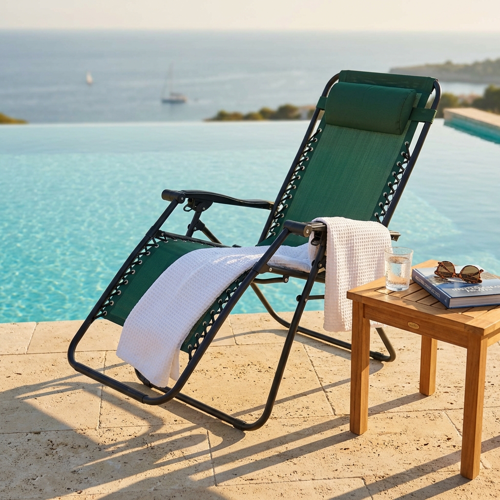 SDRAIO COMFORT CON STRUTTURA NERA E TEXTILENE VERDE SCURO