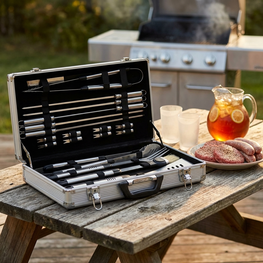 VALIGETTA CON ACCESSORI PER BARBECUE