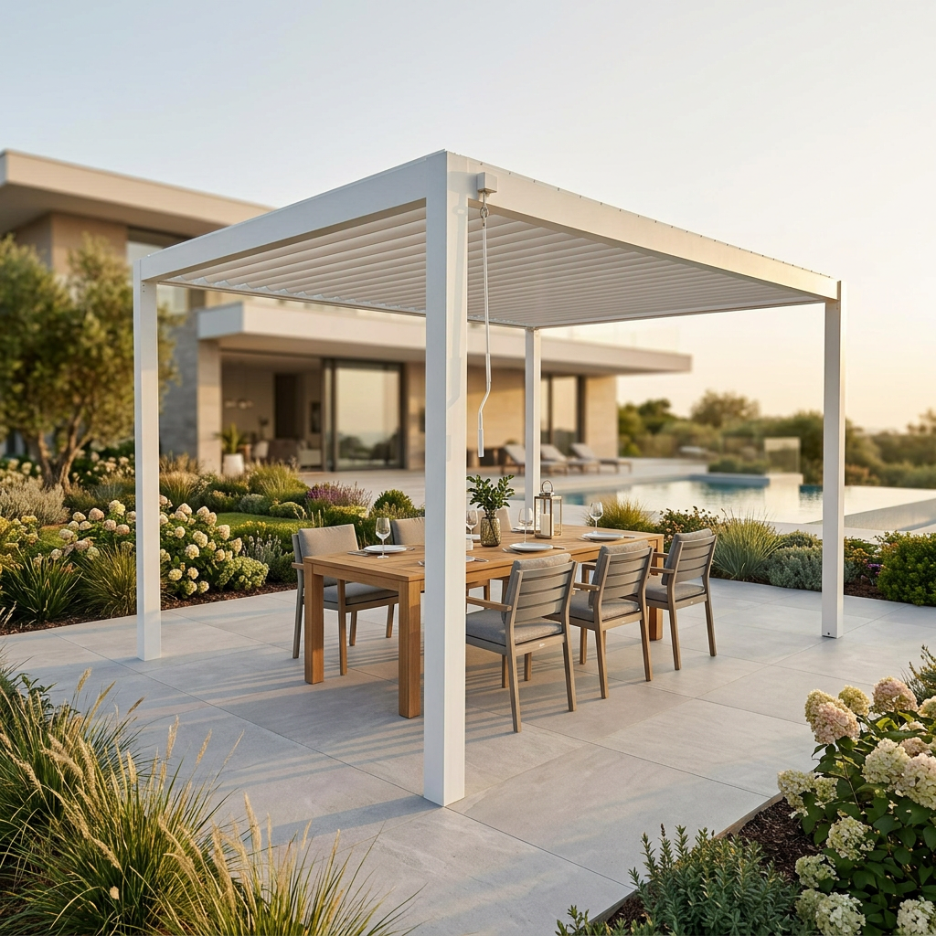 PERGOLA BIOCLIMATICA 3 X 3 CON DOPPIA LAMELLA