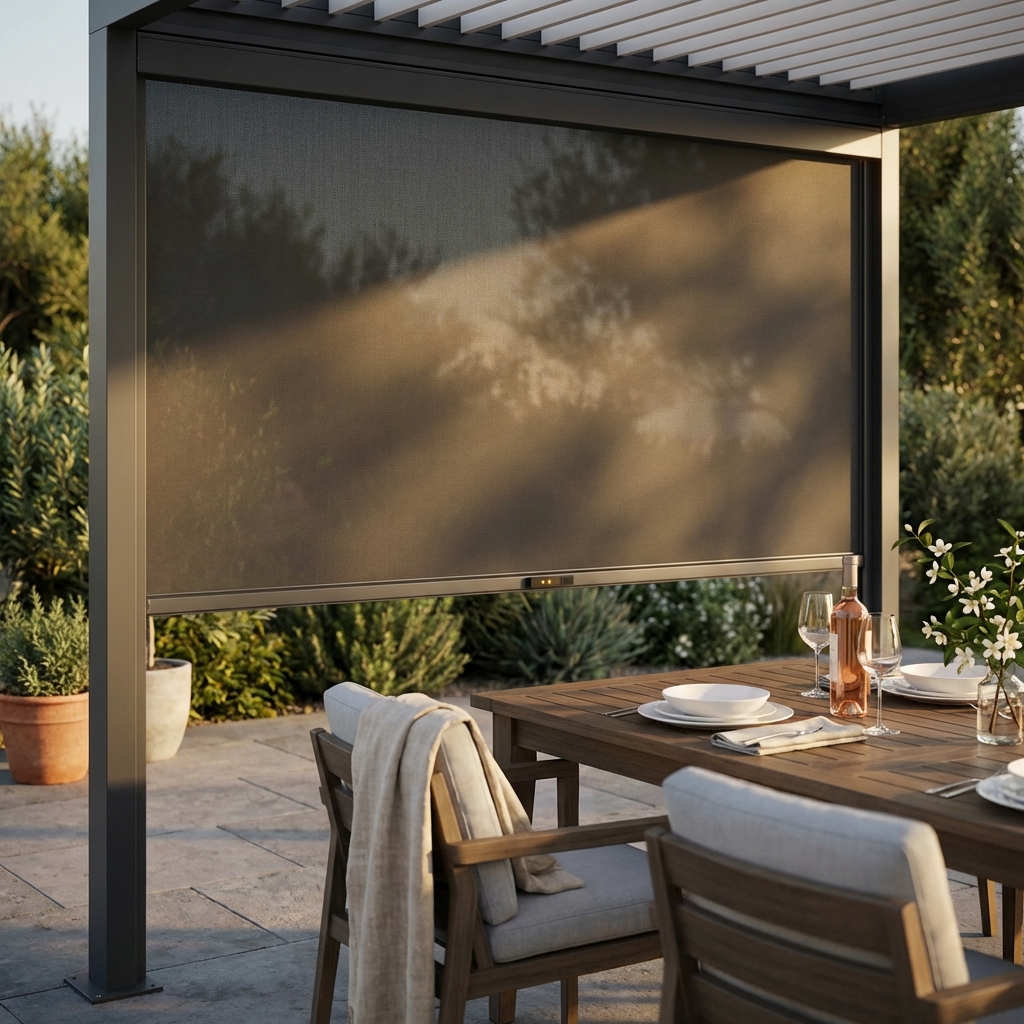 LATERALE MANUALE TEXTILENE/ZANZARIERA PER LATO DA 4 M PERGOLA BIOCLIMATICA