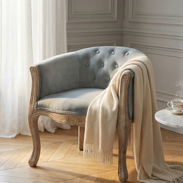 POLTRONA COREEN IN VELLUTO GRIGIO