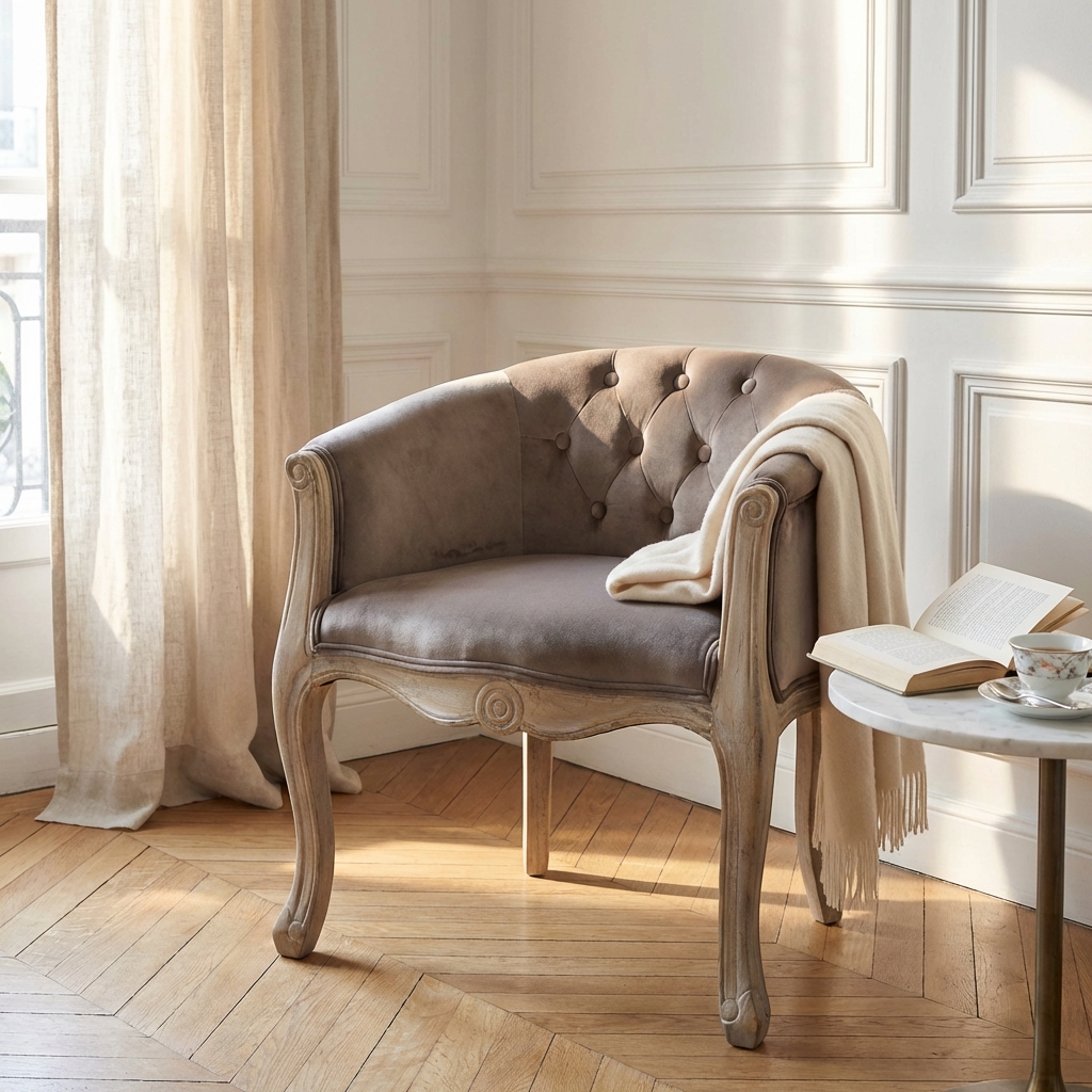 POLTRONA COREEN IN VELLUTO TAUPE