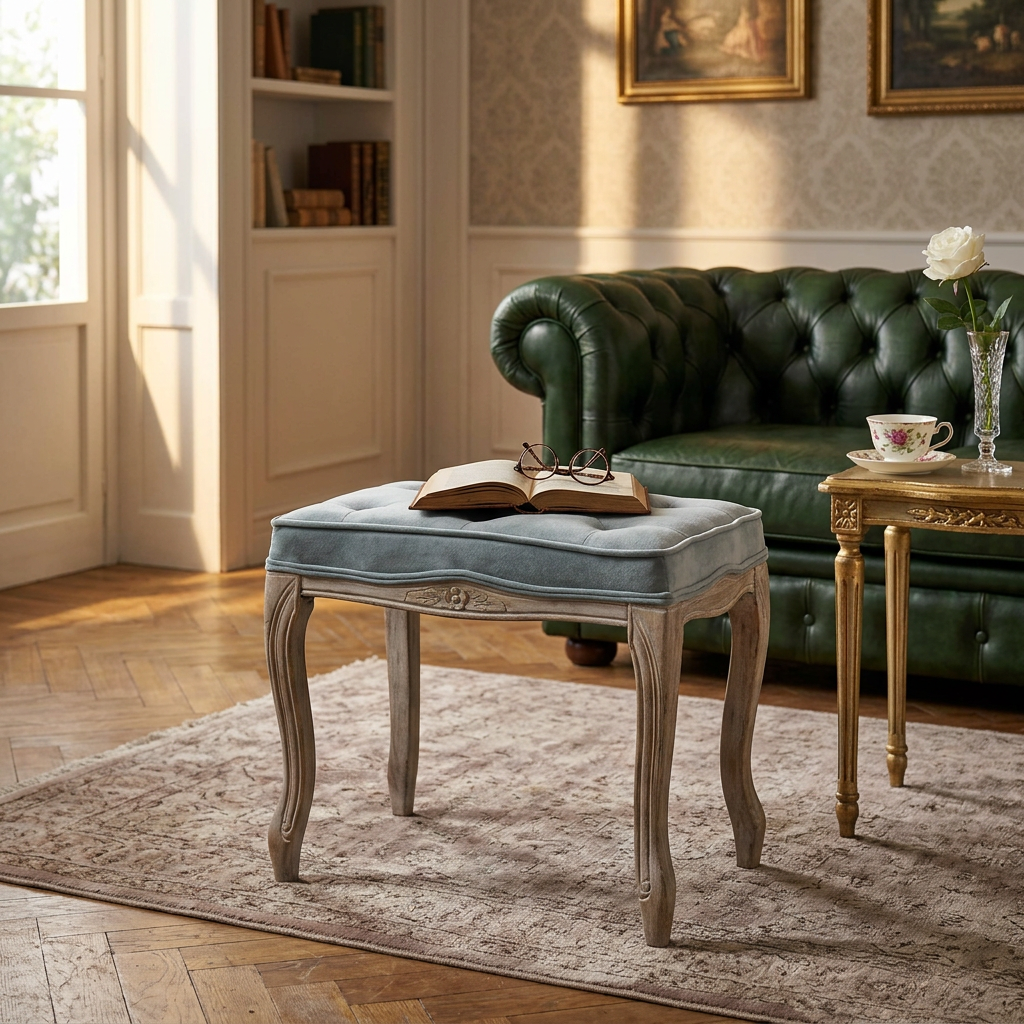 SGABELLO MARLY IN VELLUTO GRIGIO