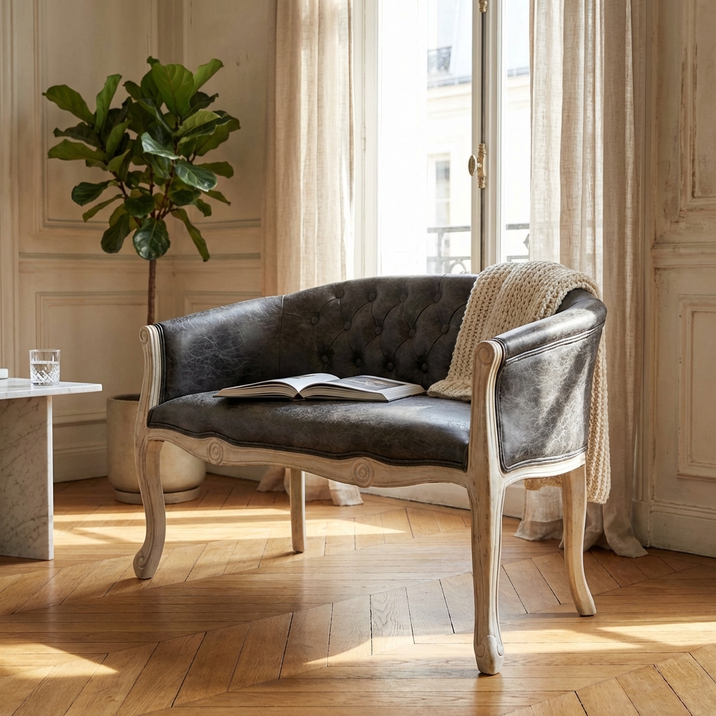 DIVANO COLEMAN IN ECOPELLE VINTAGE GRIGIO