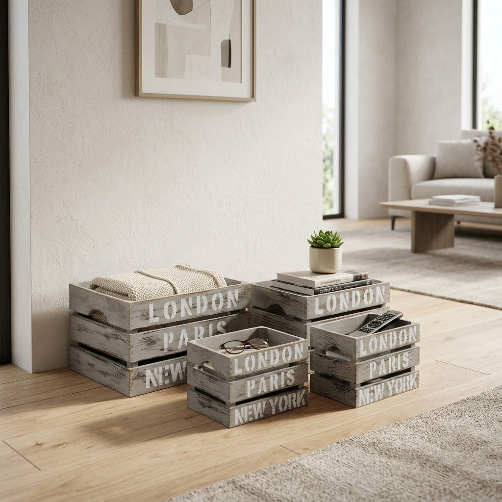 SET DI 4 CASSETTE IN LEGNO NICOLE