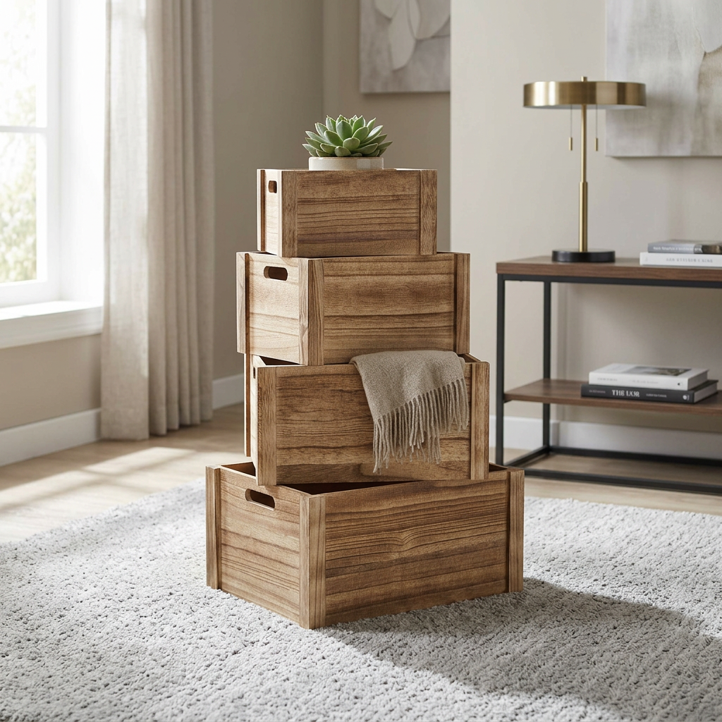 SET DI 4 CASSETTE IN LEGNO ROXANE