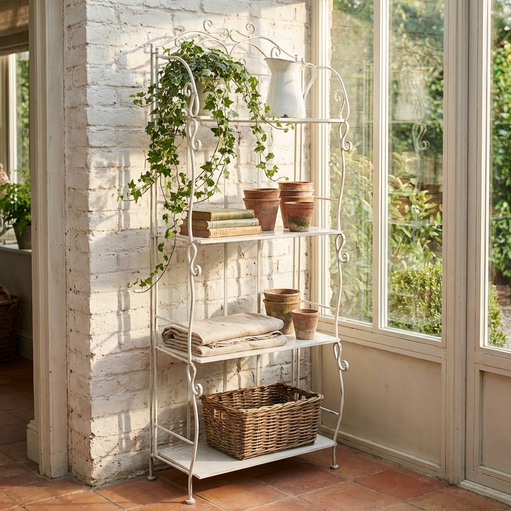 SCAFFALE EMMA 4 PIANI BIANCO ANTICO