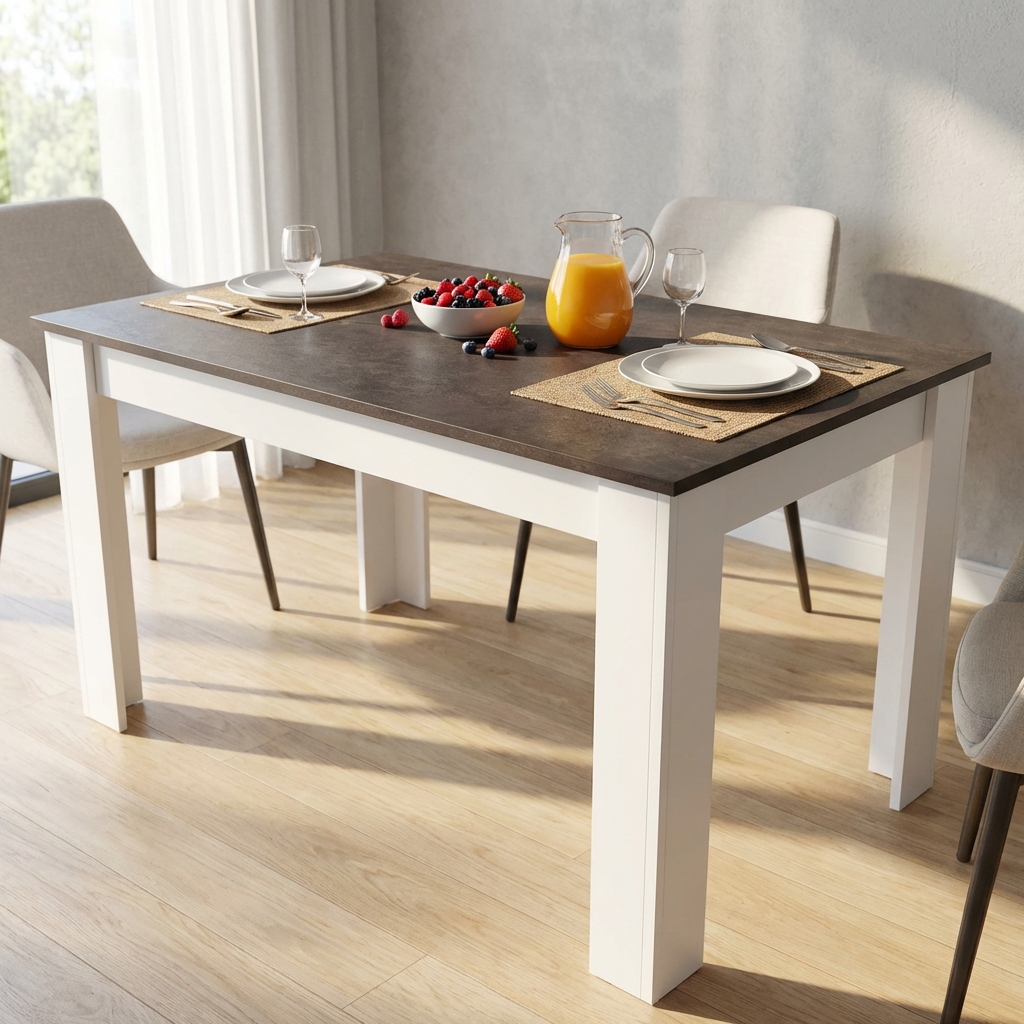 TAVOLO PEPPER BIANCO E GRIGIO SCURO EFFETTO CEMENTO