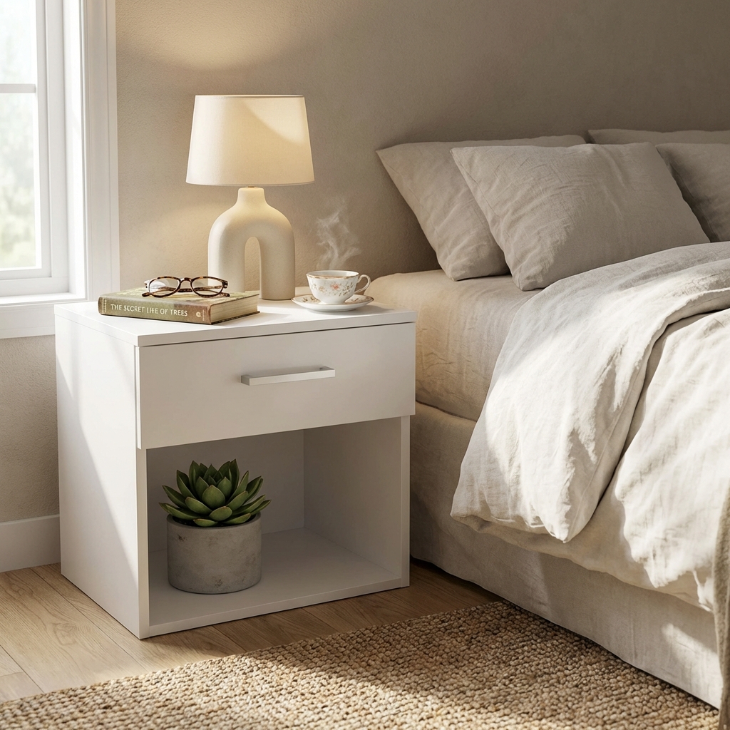 COMODINO NIGHTSTAND BIANCO E BIANCO