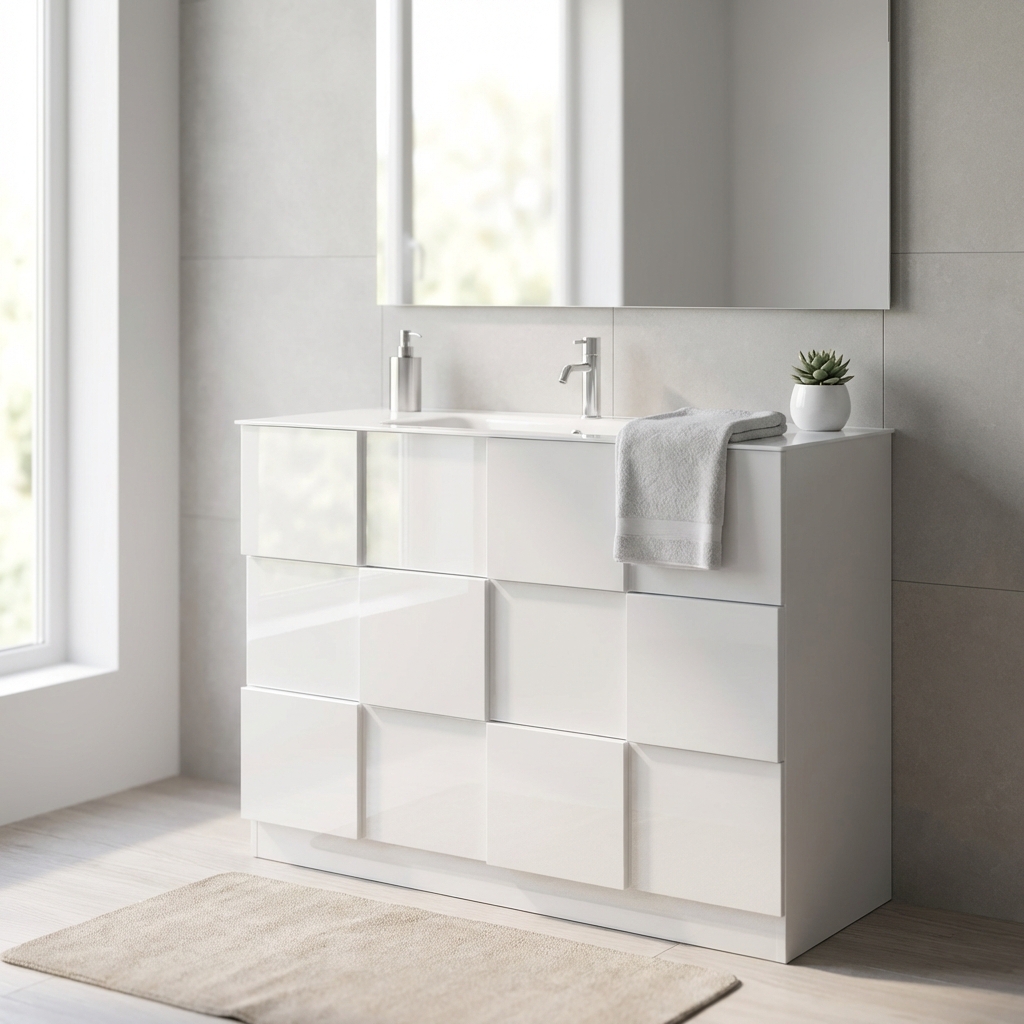 439008-T100 BAGNO A TERRA CM 100 BIANCO LUCIDO LORENZO