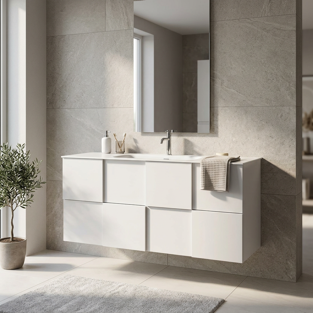439008-S100 BAGNO SOSPESO CM 100 BIANCO LUCIDO LORENZO