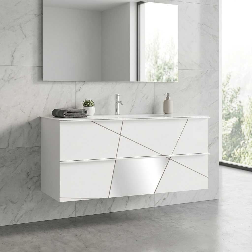 439050-S100 BAGNO SOSPESO CM 100 BIANCO LUCIDO LEONARDO