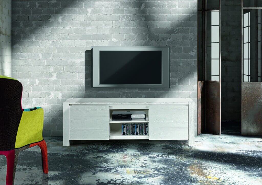 649 PORTA TV ABETE BIANCO SPAZZOLATO 165 X 45 X 55