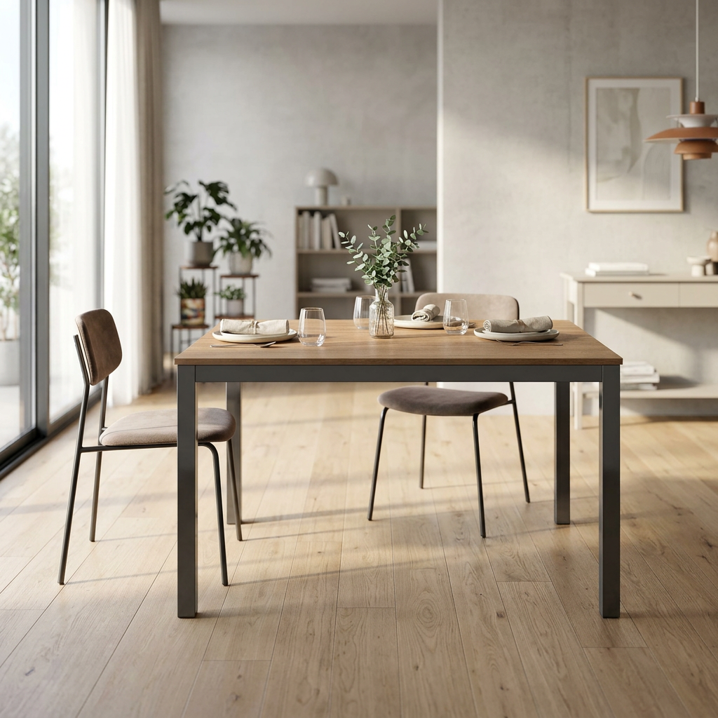 798 TAVOLO ROVERE 80 X 140/200 STRUTTURA NERA PIANO NATURALE