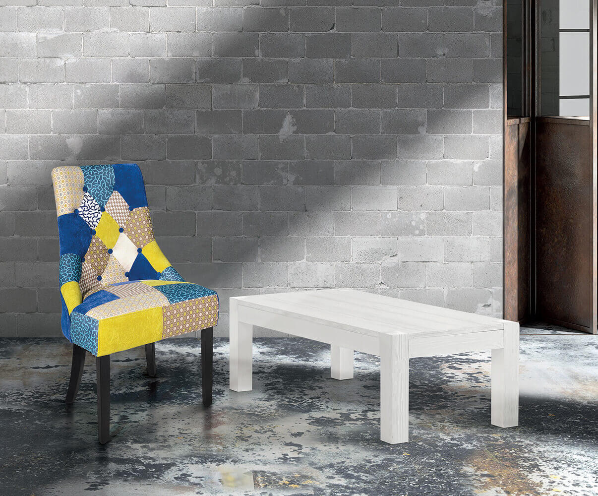 651 TAVOLINO IN ABETE SPAZZOLATO 120 X 60 X 40 BIANCO