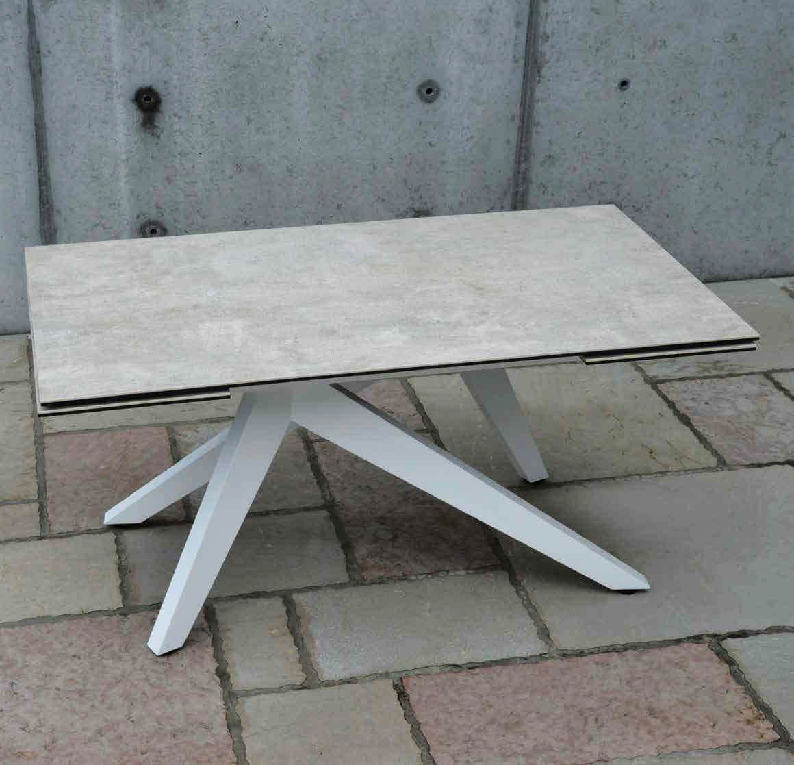 1 TAVOLO CERAMICA 90 X 160/200/240 STRUTTURA BIANCA PIANO GRIGIO