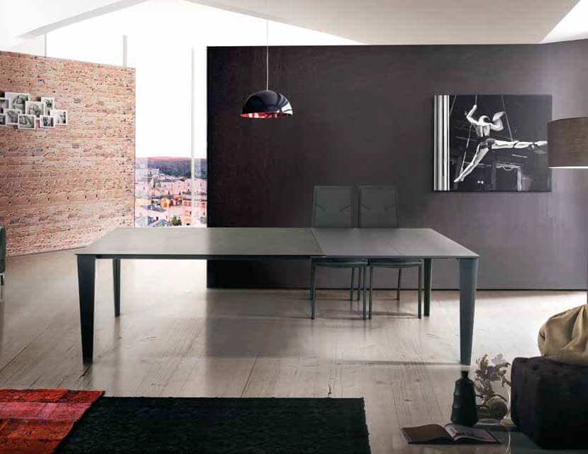 1601 TAVOLO VETRO 90 X 160/210/260 GRIGIO SCURO