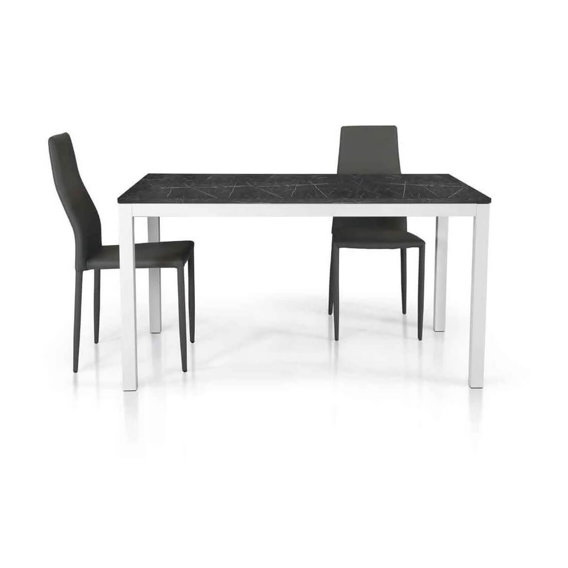 1605 TAVOLO NOBILITATO 90 X 90/180 STRUTTURA BIANCA PIANO NERO