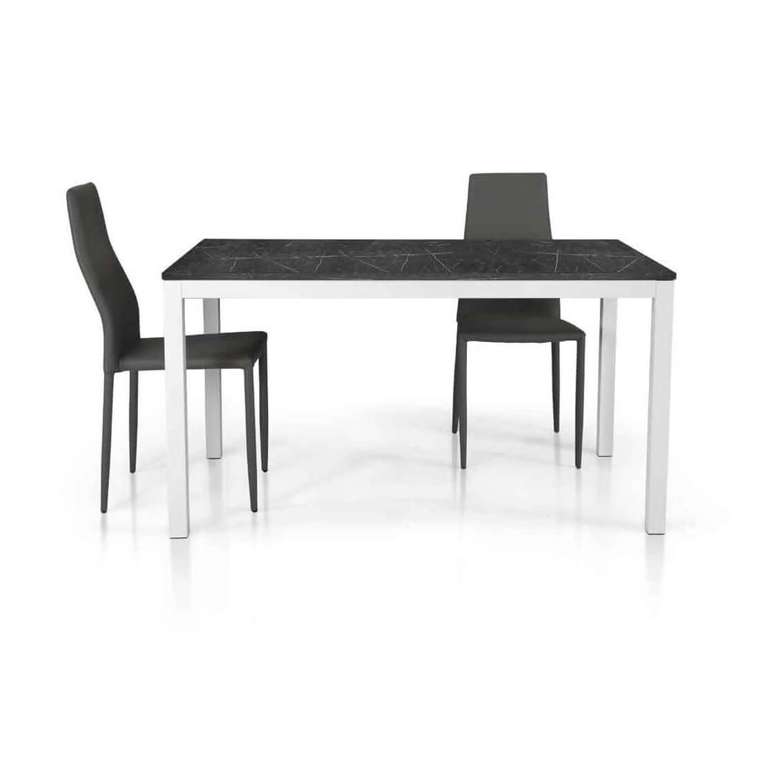 1609 TAVOLO NOBILITATO 90 X 160/220 STRUTTURA BIANCA PIANO NERO