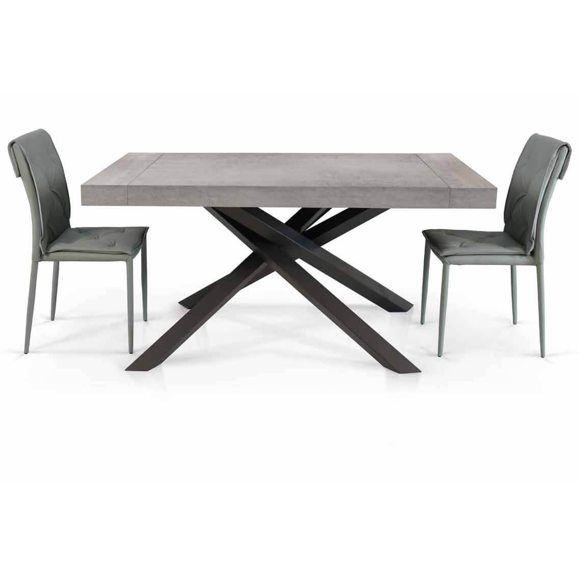1613 TAVOLO NOBILITATO 90 X 160/210/260 STRUTTURA NERA PIANO GRIGIO
