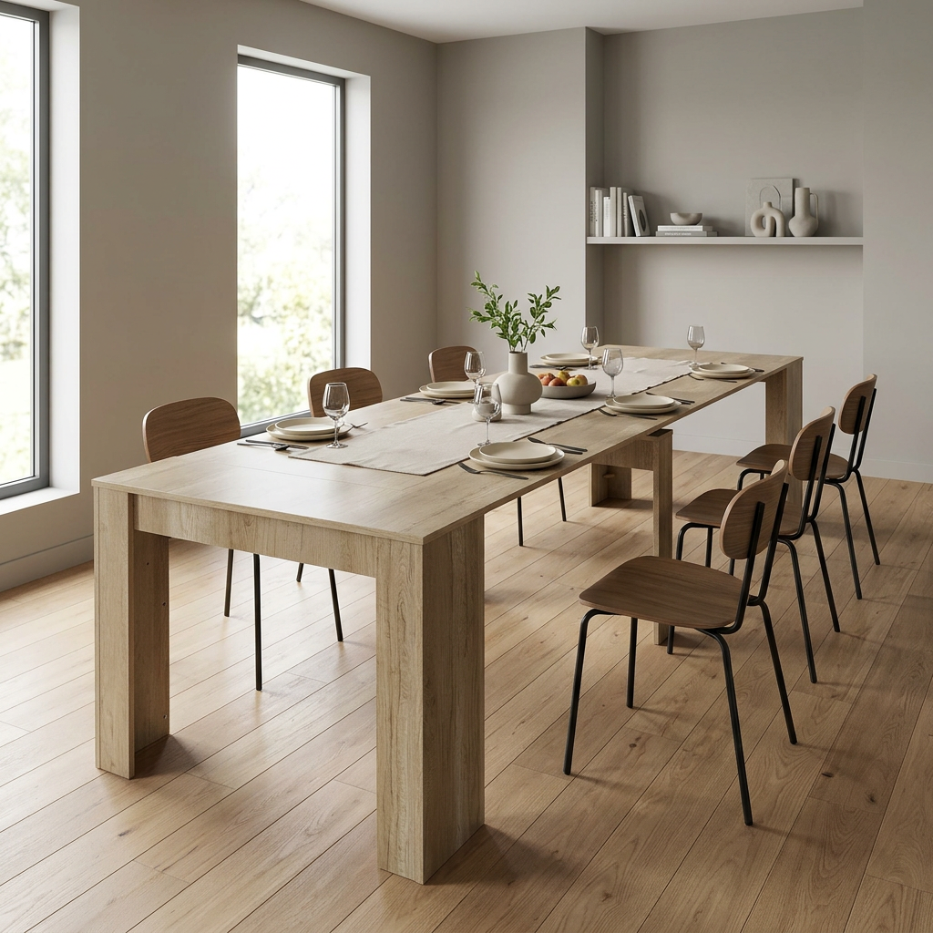TAVOLO CONSOLLE DAVE NATURALE CON VENATURE 50/100/150/200/250/300 X 90