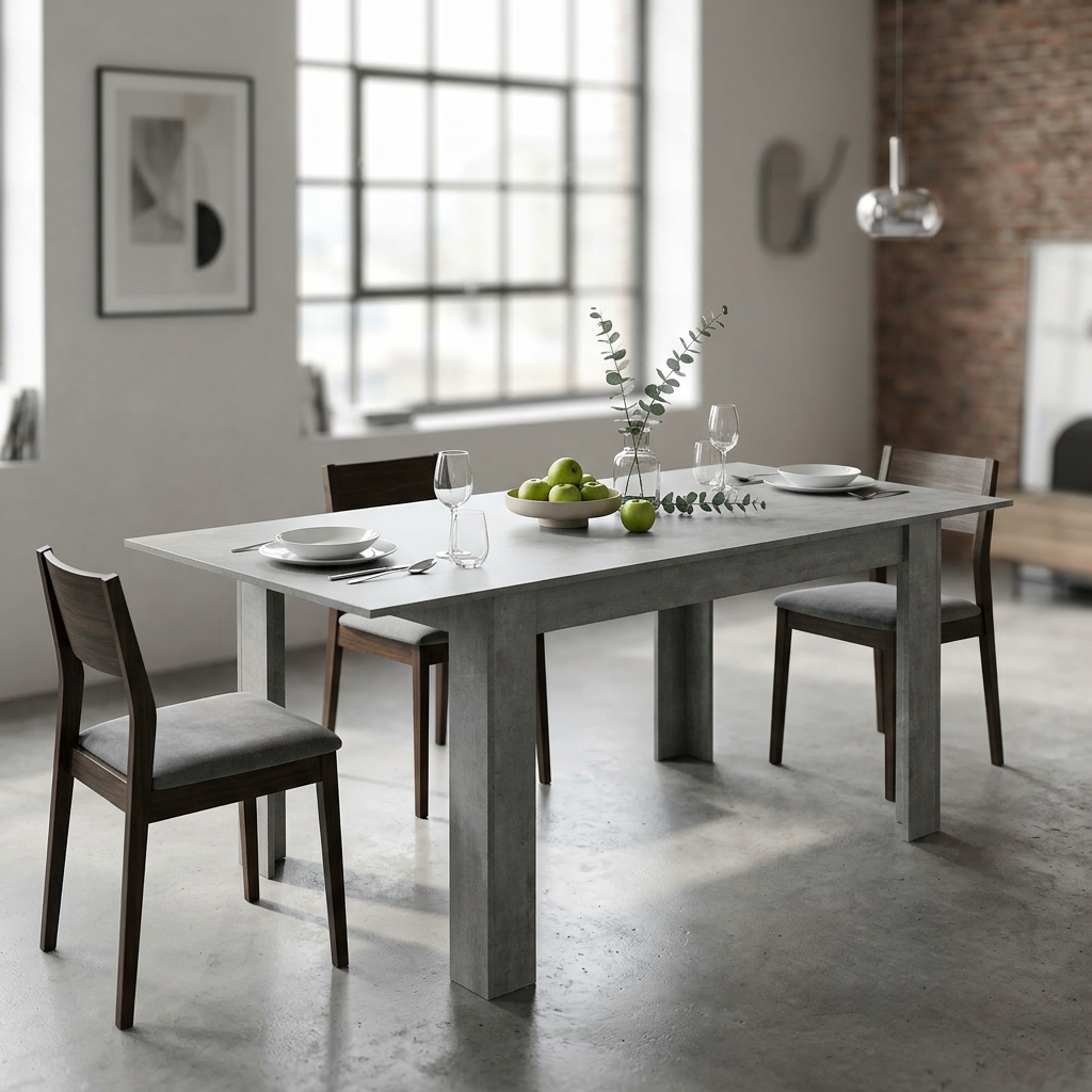 TAVOLO ALLUNGABILE EMMET GRIGIO EFFETTO CEMENTO 140/190 X 90