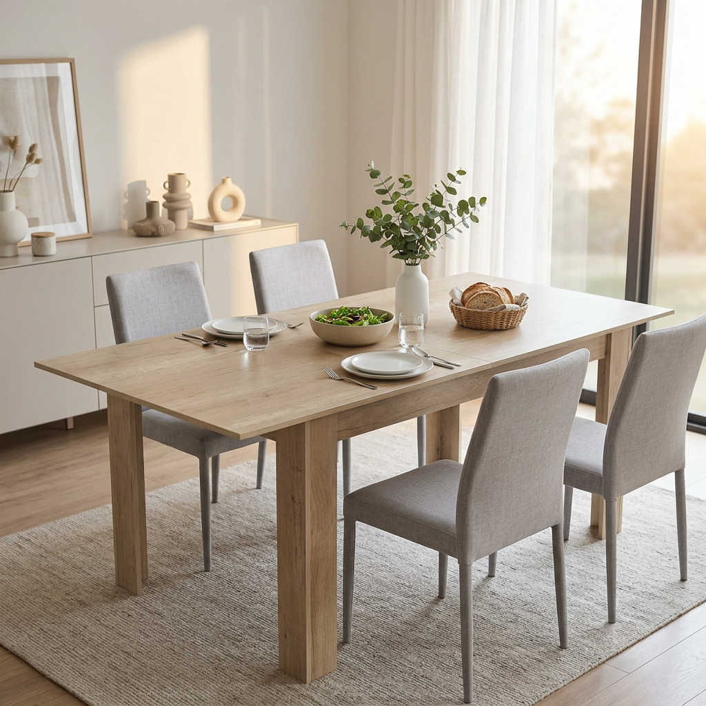 TAVOLO ALLUNGABILE EMMET NATURALE CON VENATURE 140/190 X 90