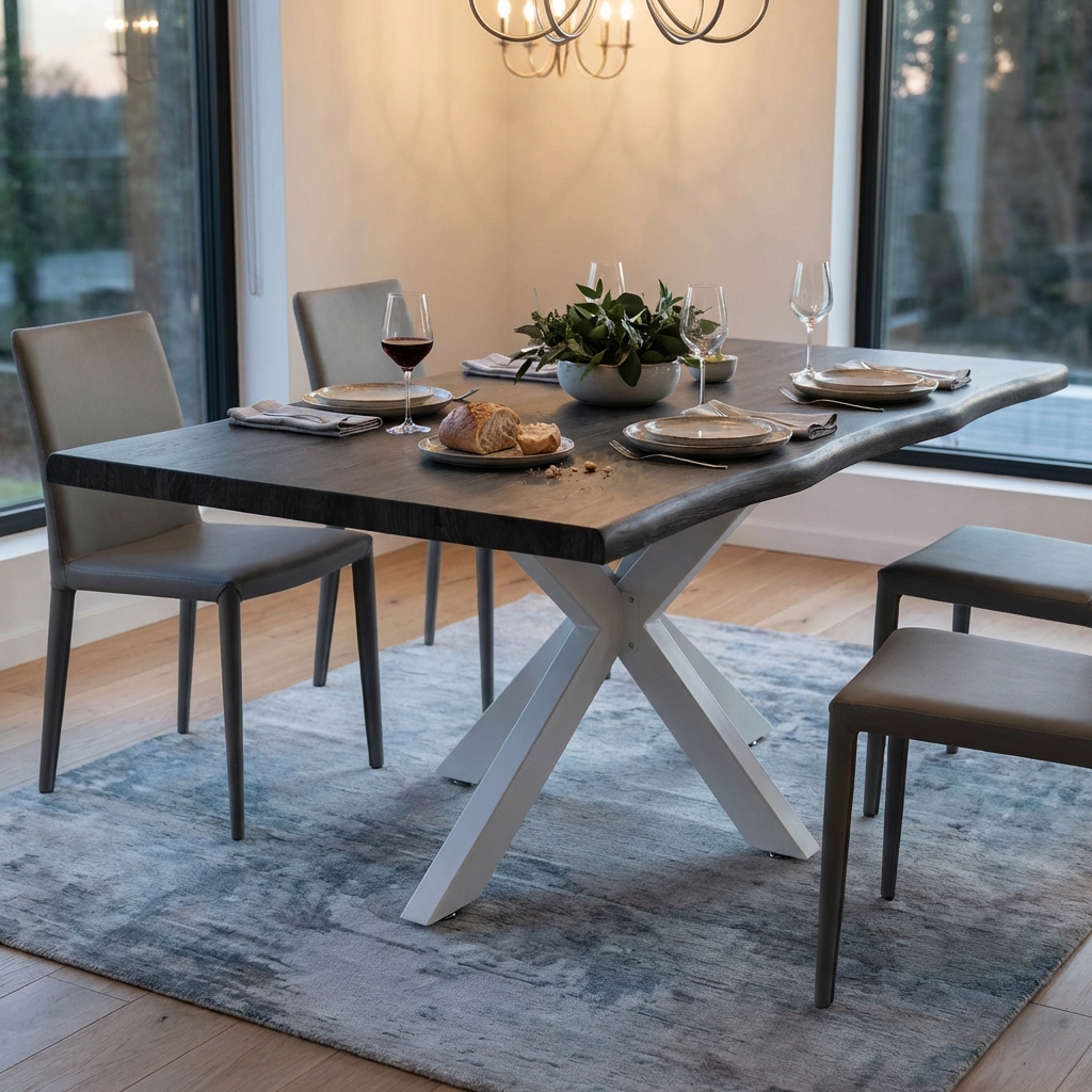 TAVOLO FLOYD ANTRACITE EFFETTO LEGNO STRUTTURA BIANCA 160 X 90
