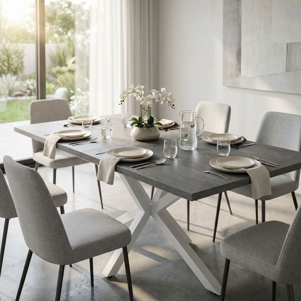 TAVOLO ALLUNGABILE GARFIELD GRIGIO LEGNO STRUTTURA BIANCA 160/200 X 90