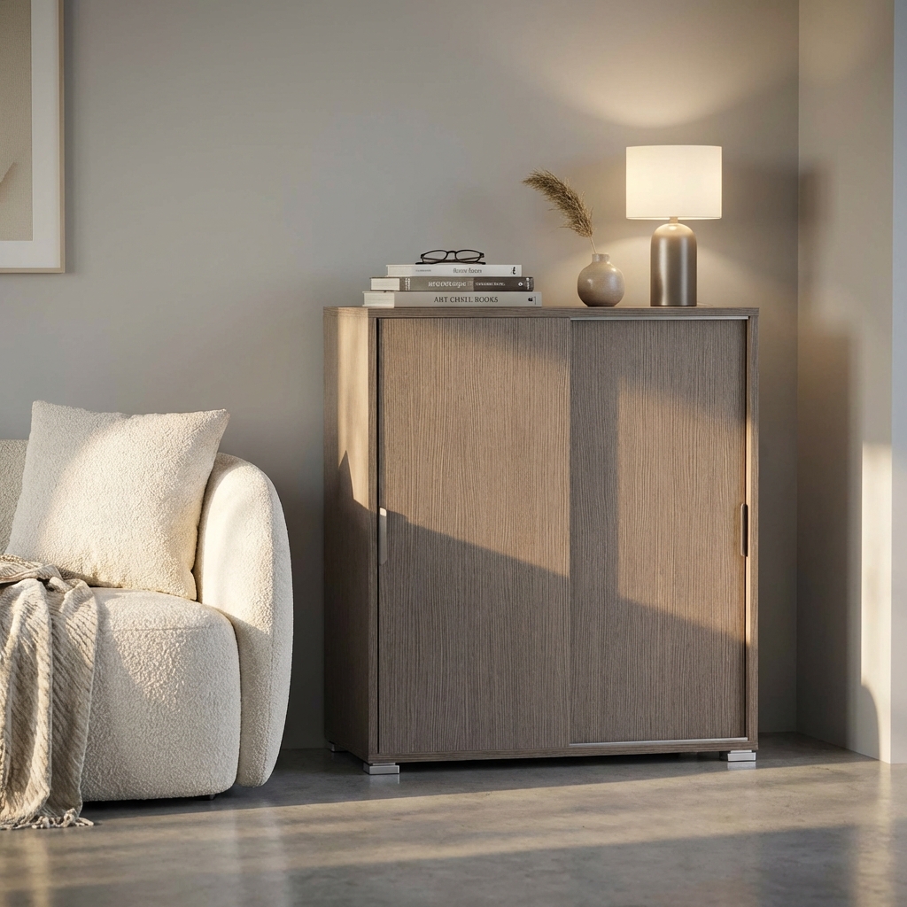 MOBILETTO 2 ANTE SCORREVOLI ROVERE GRIGIO