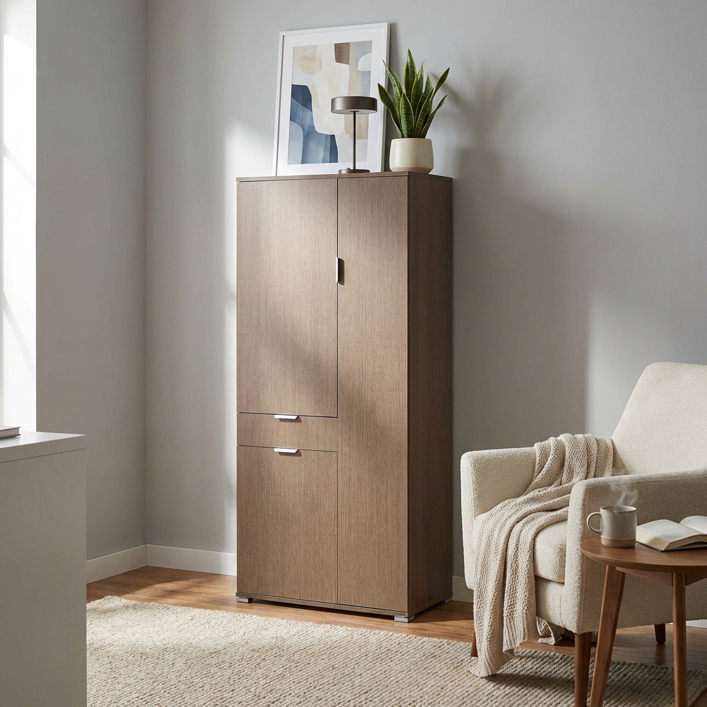 ARMADIO CON 3 ANTE E 1 CASSETTO ROVERE GRIGIO
