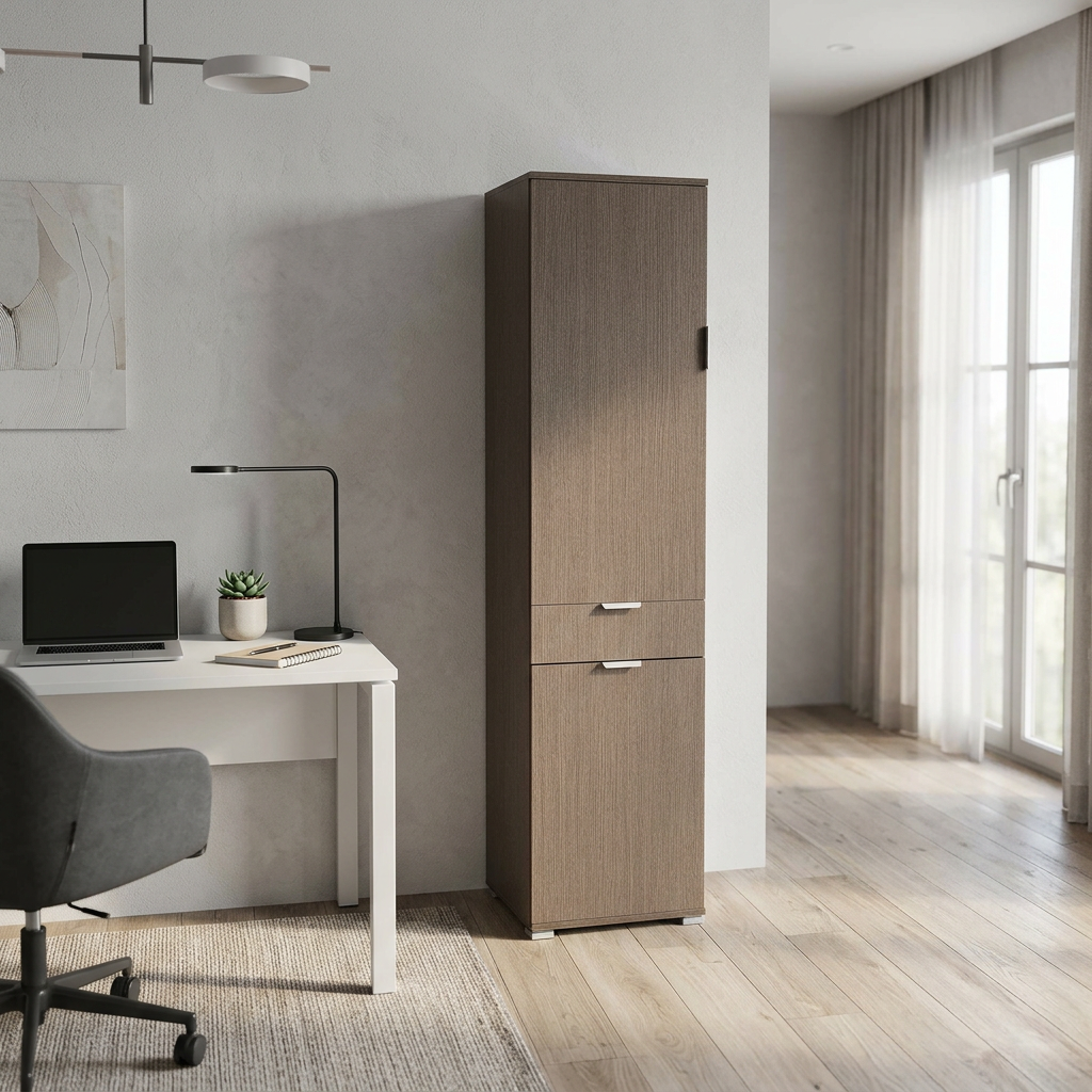 ARMADIO CON 2 ANTE E 1 CASSETTO ROVERE GRIGIO