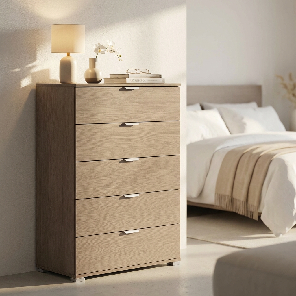 MOBILETTO 5 CASSETTI ROVERE GRIGIO
