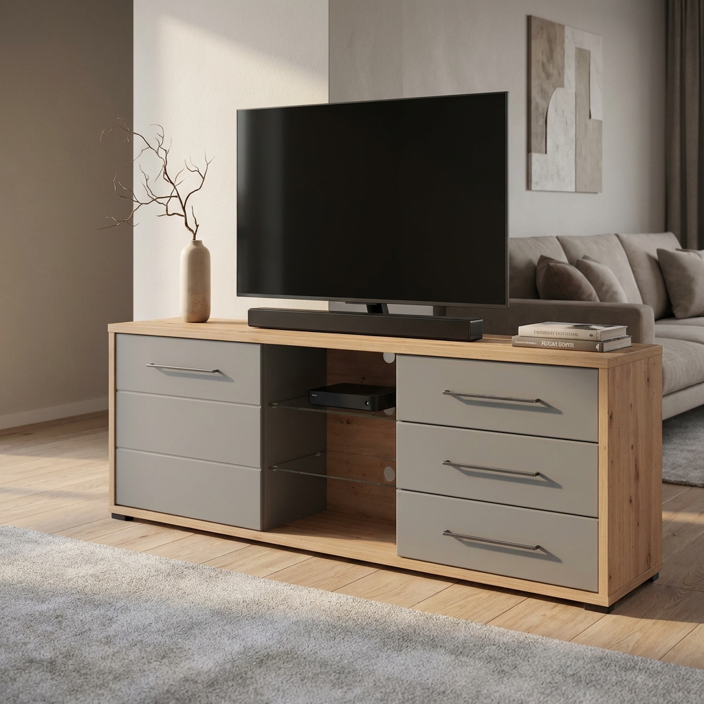 11011464 TV MENSOLA LISABON TV ROVERE ARTIGIANO E GRIGIO GRAFITE
