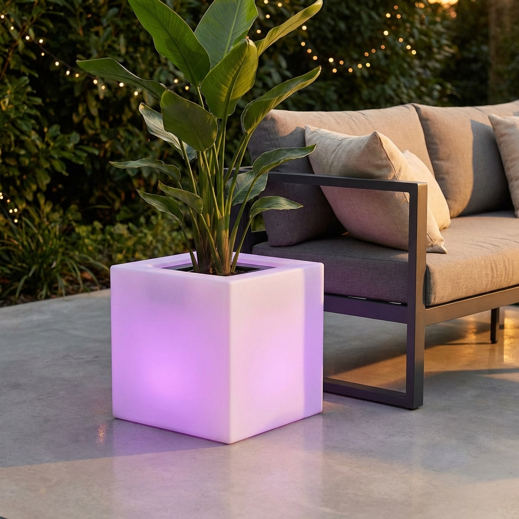 VASO LUMINOSO OCTANS 40 h CON LED MULTICOLOR E BATTERIA SOLARE