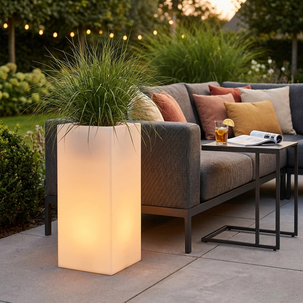 VASO LUMINOSO OCTANS 80 h CON LED MULTICOLOR E BATTERIA SOLARE
